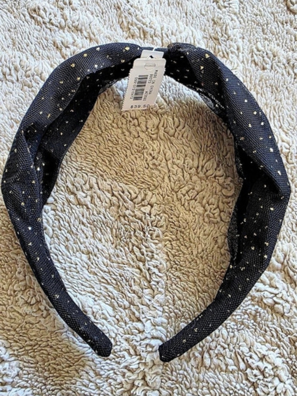J.Crew Black & Gold Mesh Headband NWT